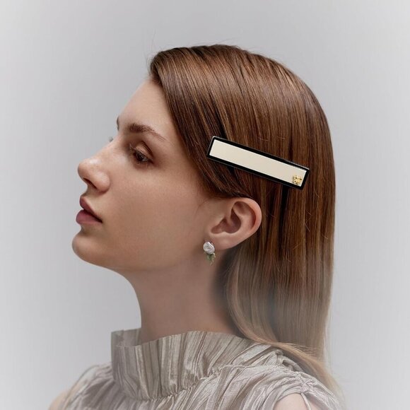 Hair Barrettes Acetate Resin Black White Classic Anti-Slip for Women main image 6